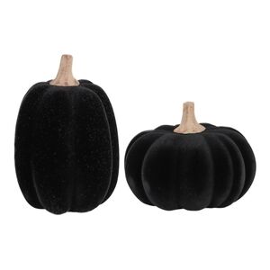 Elegant Black Velvet Pumpkin Decor Set